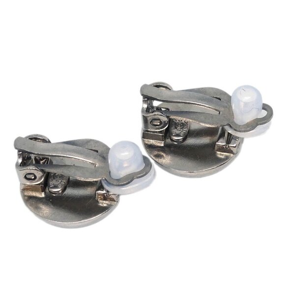 Chanel Button Earrings Clip-On Silver 99A - Picture 3 of 4